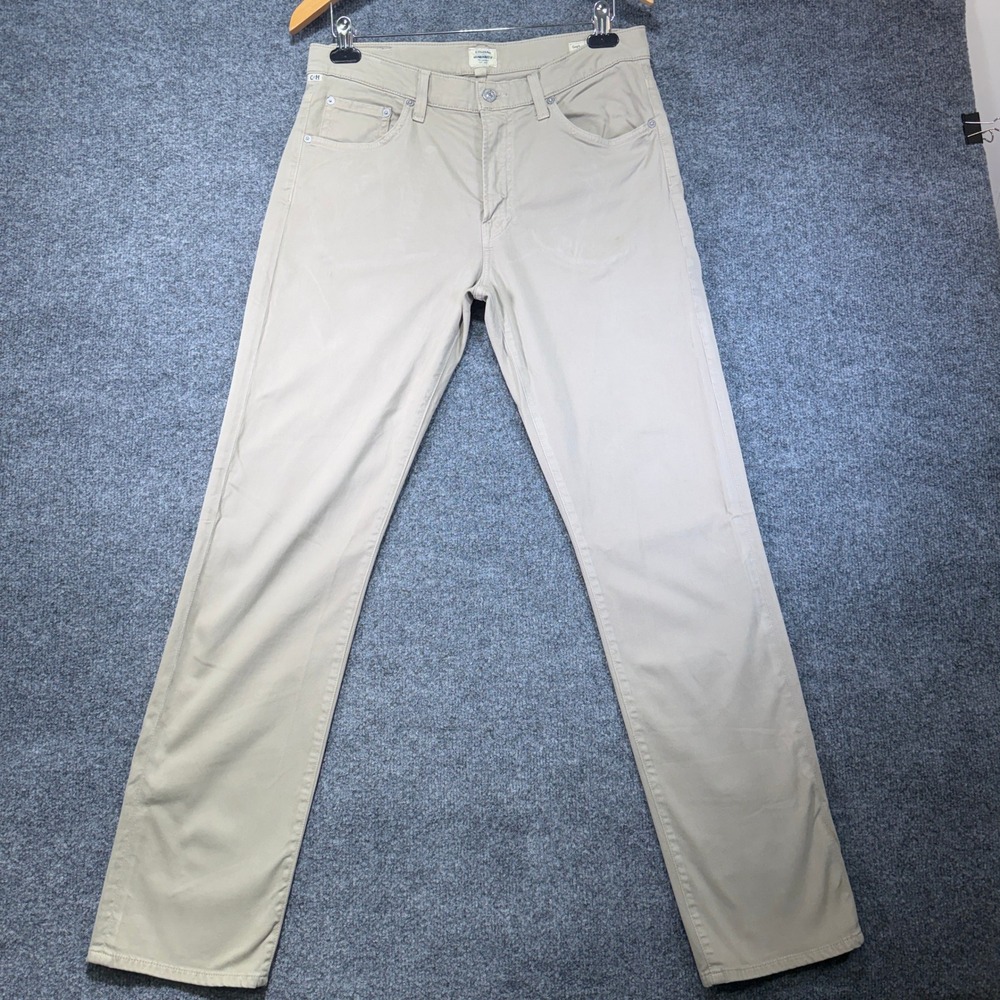 Citizens of Humanity Gage Classic Straight‎ Pants Mens 33 Khaki Tan Stretch USA